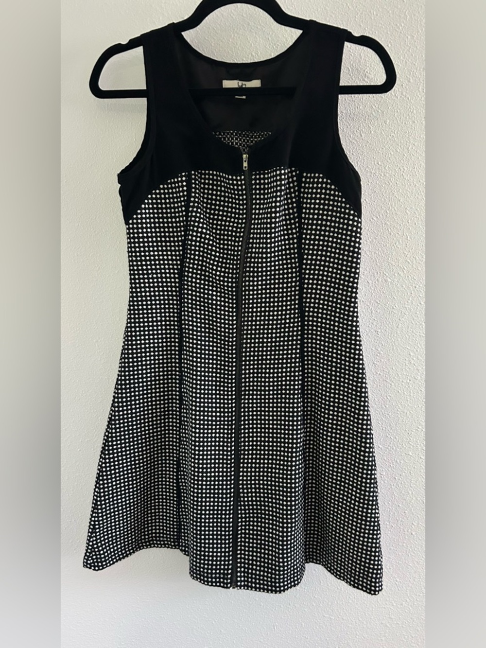 Ya Los Angeles Black & White Zip-Front Fit-and-Flare Mini Dress